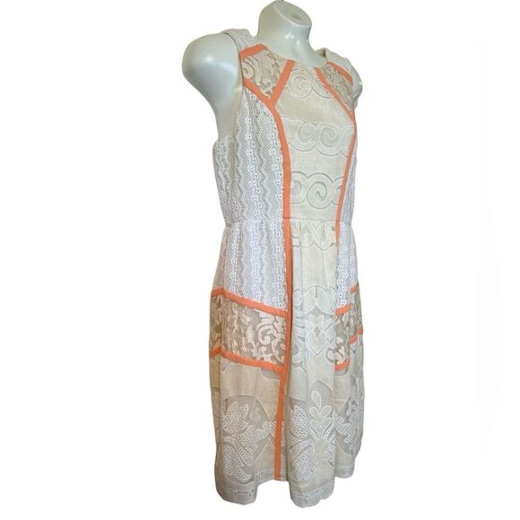 Anthropologie Champagne & Strawberry Lace Mini Dress - Picture 1 of 7